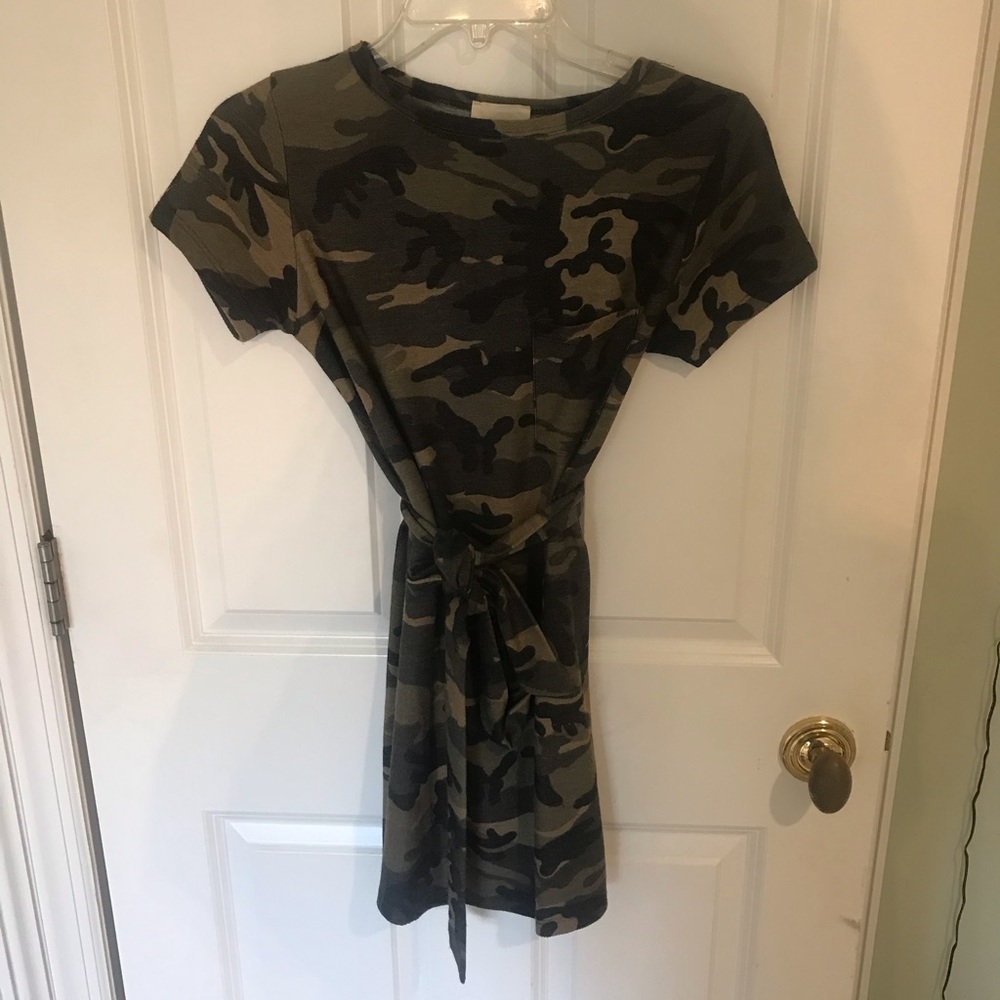 Camo dress with fabric to tie around